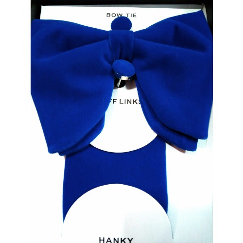 Men's Bow Tie, Pocket Square & Cufflinks - Blue