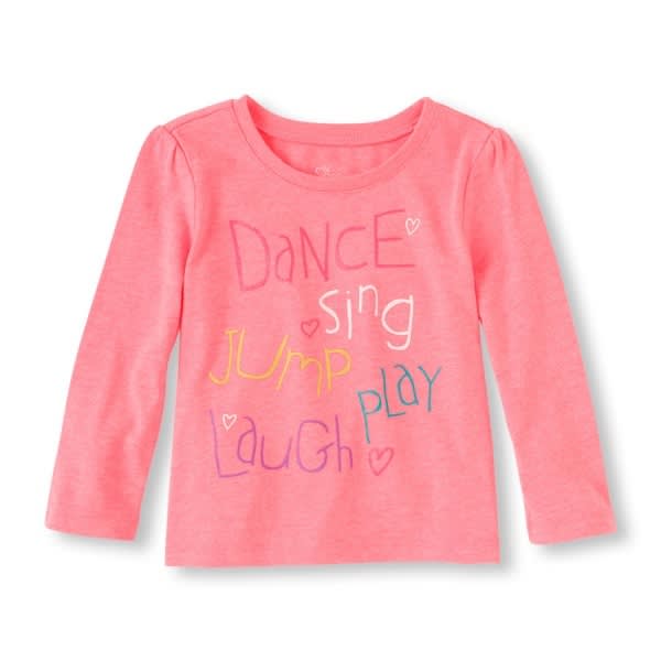 Long Sleeve Dance Sing Jump Play Laugh Graphic Tee