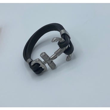 Anchor  Men&rsquo;s Bracelet - Black & Silver