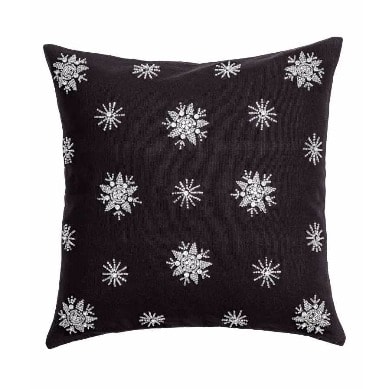Beaded Throw Pillow Cover - 16" x 16" - Black