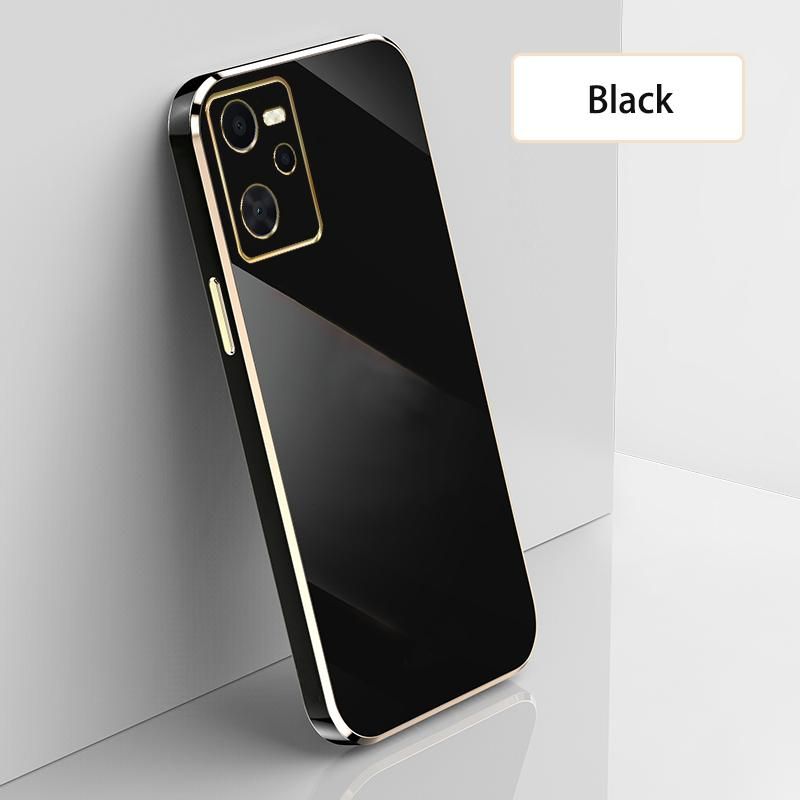 Ultra Thin Plating Phone Case for Realme C35 Narzo 50A Prime Lens Protection soft Phone Back Cover-Black