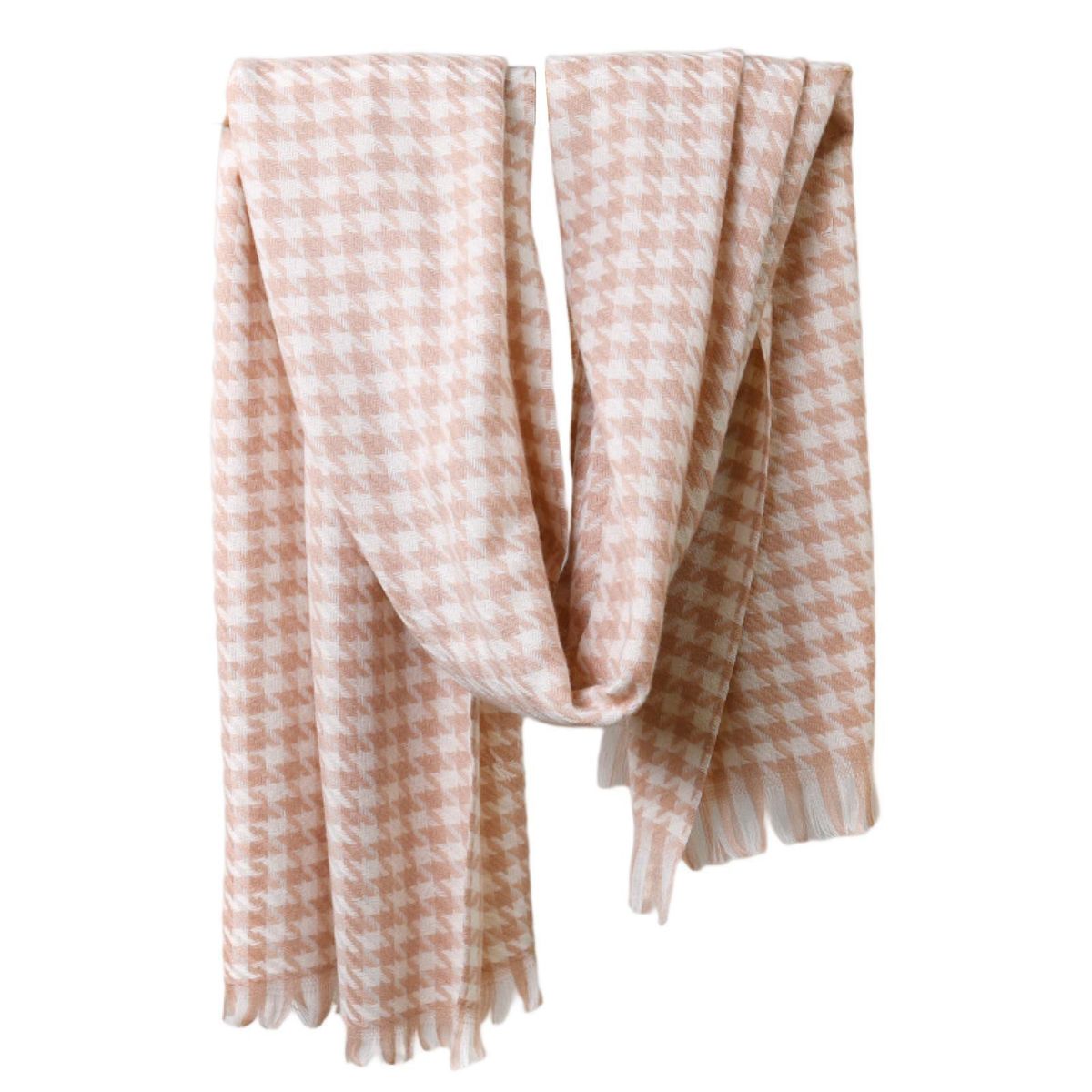 Women Scarf Plaid Print Thick Cozy Soft Washable Neck-Pink