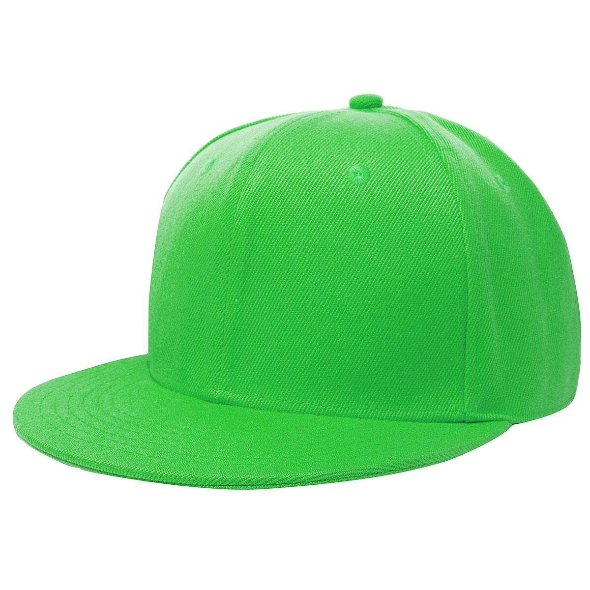NEW RETRO Plain Fitted Cap New Baseball Hat Solid Flat Bill Visor Blank Green Fluorescent Green