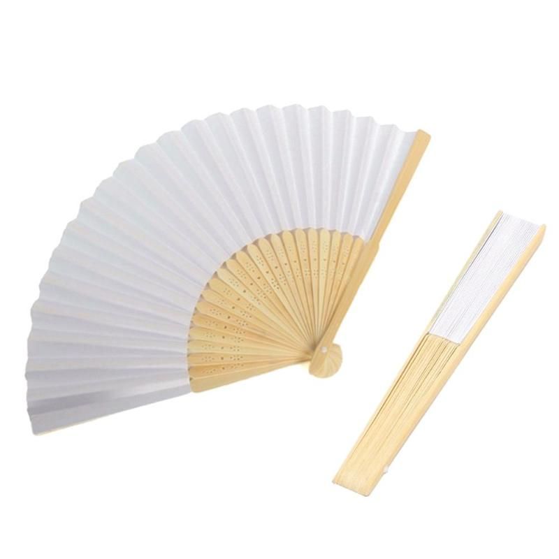 Hand For Gift Fan Party White Painting Paper Bamboo Folding Wedding Drawing Practice DIY Calligraphy Blank Ornaments