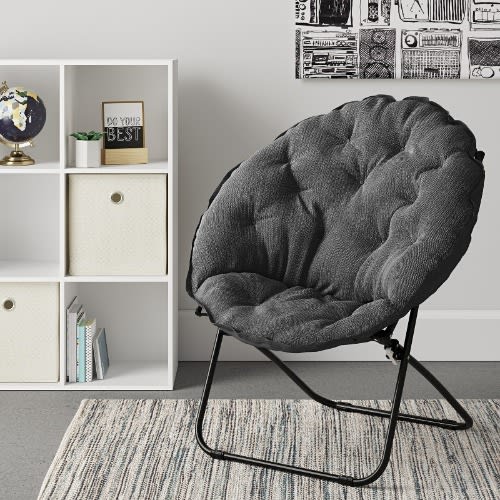 Round Foldable Padded Chair - 32" - Grey