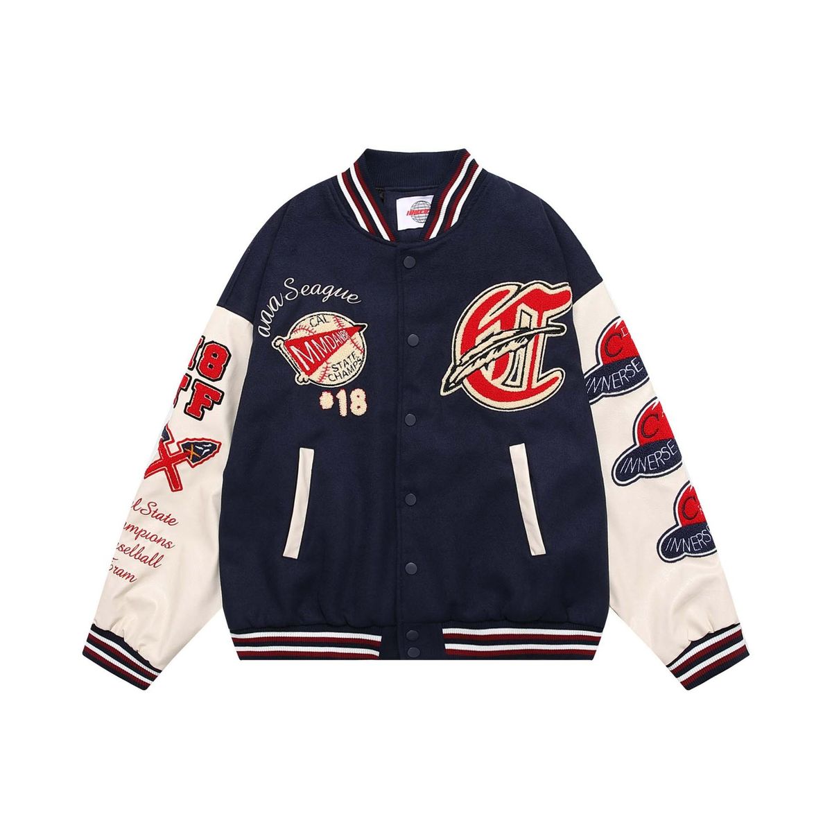 American High Street Color Block Letter Towel Embroidery Thickened Baseball Jacket Men's INS Winter