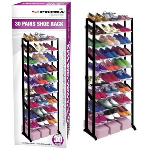 30 Pair Stackable Shoe Rack Black Colour