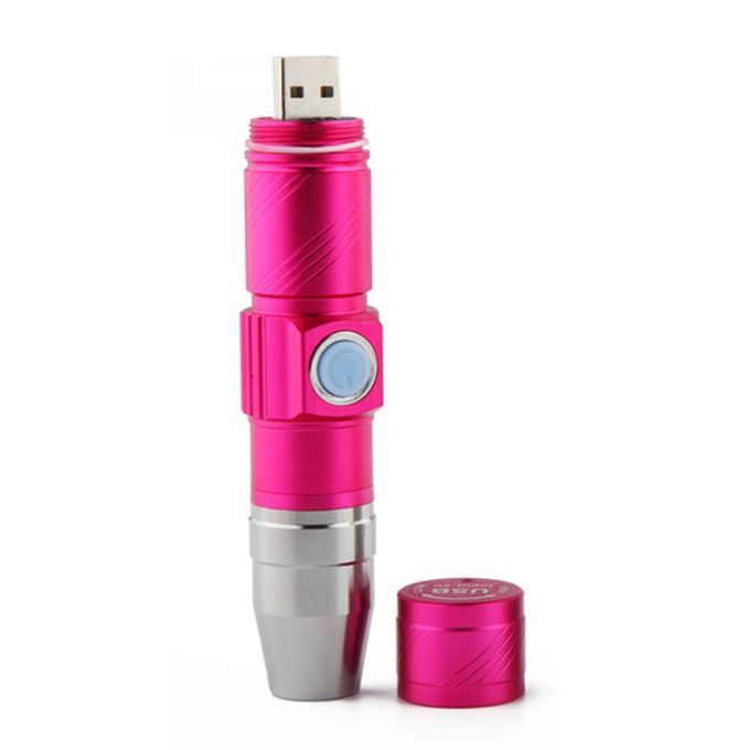 Mini LED Flashlight 365nm Inspection Lamp USB Charge UV Torch Light Rose Red