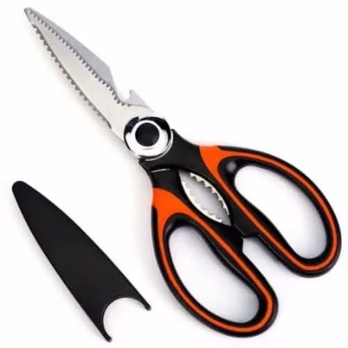 Multipurpose Stainless Steel Kitchen Scissors - Red