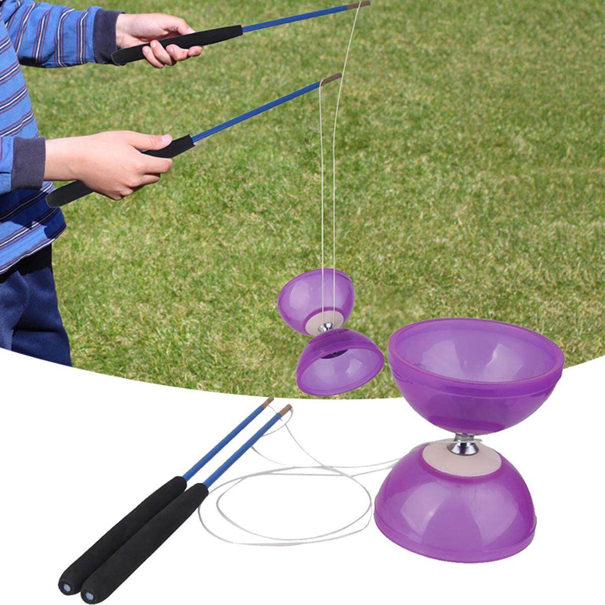 Purple 5 Bearings Diabolo Handsticks&String Juggling Toy Professional