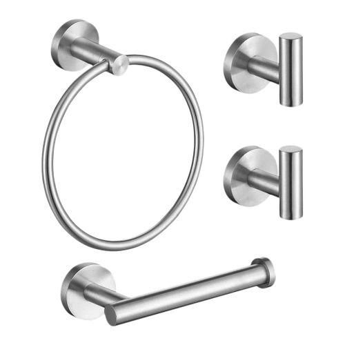 4Pcs Bathroom Hardware Set Stainless Steel Towel