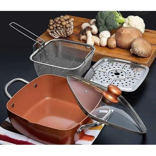 Stainless Steel Copper Deep Square Non Stick Frying Pan