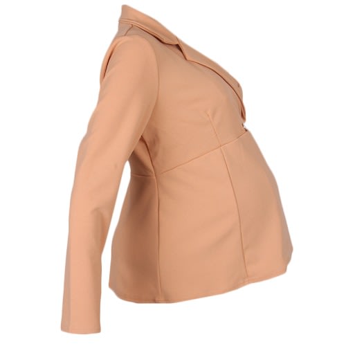 Long Sleeve Peplum Maternity Jacket - Nude