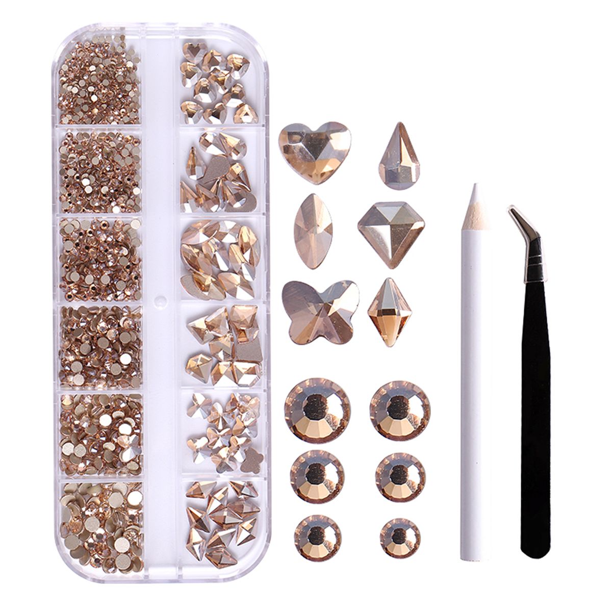 12-Grid Flat Diamonds Special-Shaped Diamonds Manicure