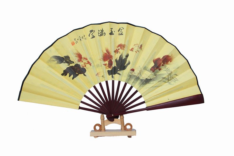 Hand Big 10" Decoration Mens Traditional Held Folding Fan Craft Portable Fan Silk Fan Print Chinese Bamboo