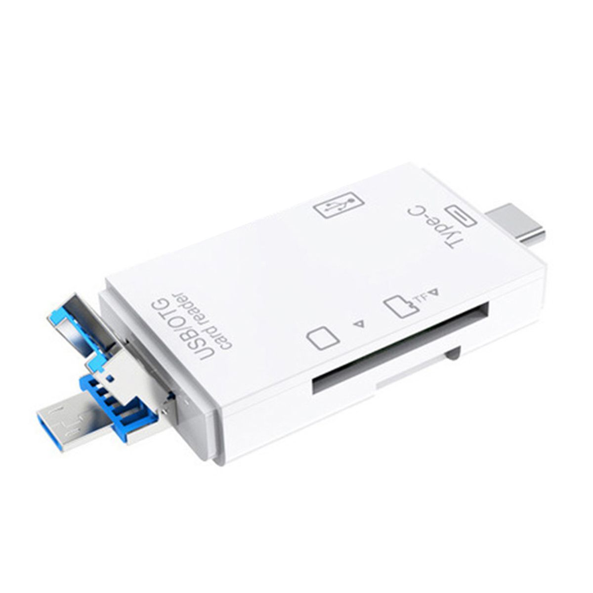 6-in-1 Multifunctional USB 3.0 Card Reader Mini Type-C TF-SD Card Reader OTG Adapter For Mobile Phone-White