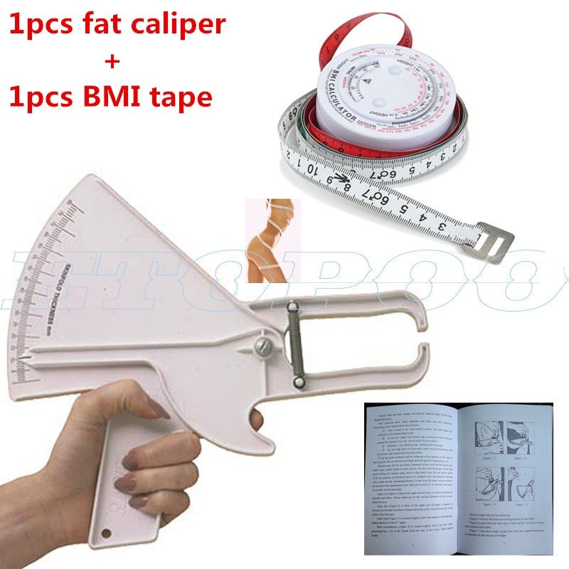 Sale!  Body Fat Caliper PLICOMETRO (skin Fold Caliper) With Slim Guide Manual   BMI Calculator (BMI Body Measure Tape) 2pcs Set