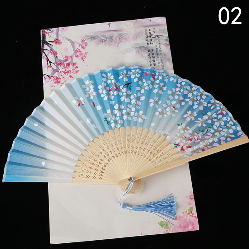Retro Dance Bamboo Fans Crafts Printed Fans Hand Vintage Ancient Art Cloth Style Fan Japanese Chinese Decoration Fan Folding