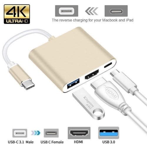 3 In 1 Type C To Hdmi, Usb Hub & Video Adapter