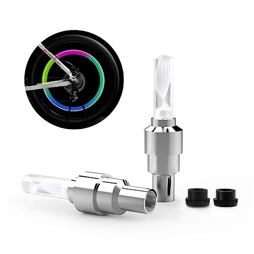 7 Led Glow Stick Tyre Wheel Valve For Car And Bicycle - 4pcs
