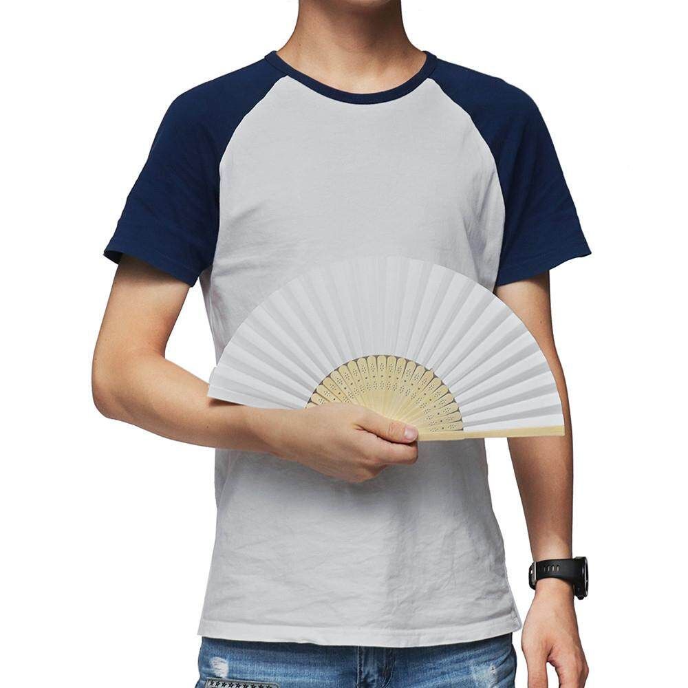 30PCS White Hand Paper Fan Folding Chinese Style Carved Bamboo Retro Decor Gift
