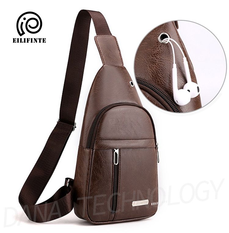 B05 PU Fabric Casual Crossbody Shoulder Bag-Brown