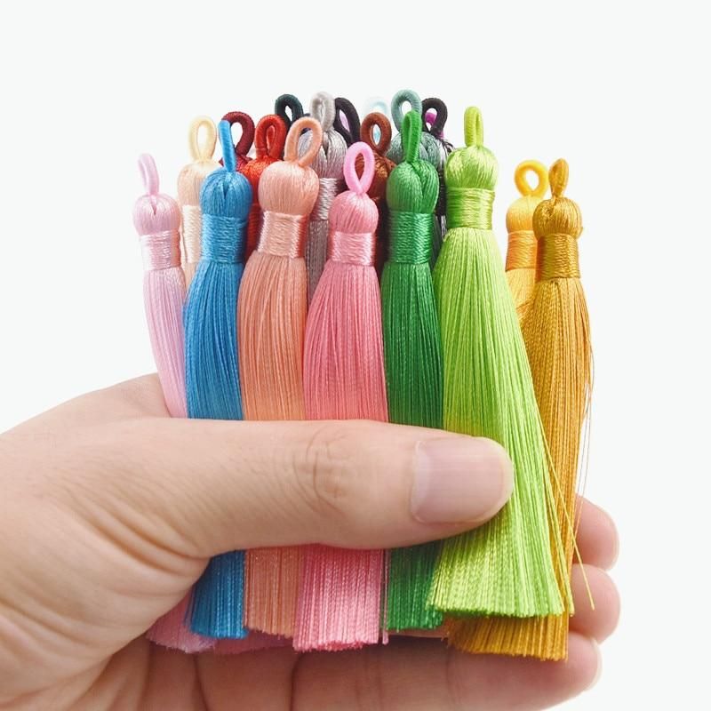 5/10/20pcs 8cm Silk Tassel Brush Earrings Charm Diy Earrings Pendant Jewelry Making Satin Fringe Handmade Decor Crafts Wholesale