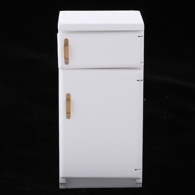 1/12 Mini Toy Fridge Wooden Refrigerator Dollshouse Kitchen