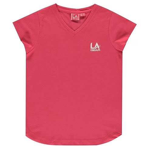 V Neck T Shirt Junior Girls - Dark Pink - 9-10 Years