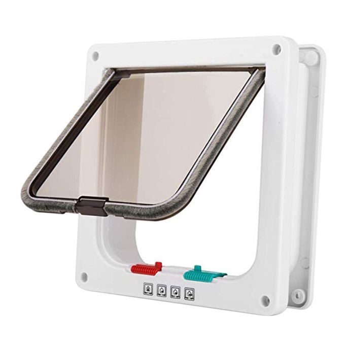 Pet Door Frame Lockable Dog And Kitten Cat Flap Door  White S