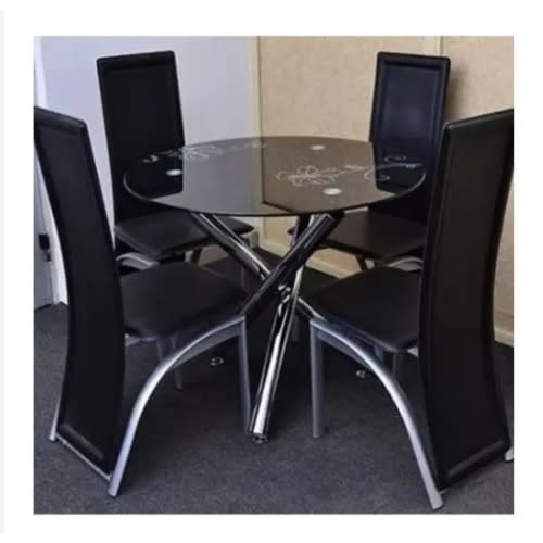 Dinning Table And 4 Chairs Set - Black