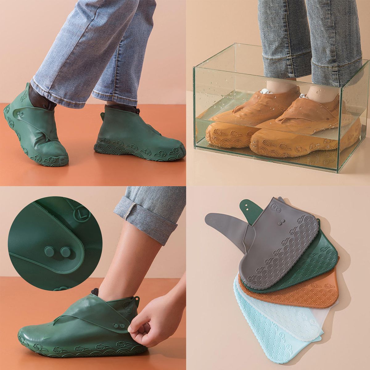 Reusable Waterproof Silicone Shoe Cover Boots Waterproof Shoe White M