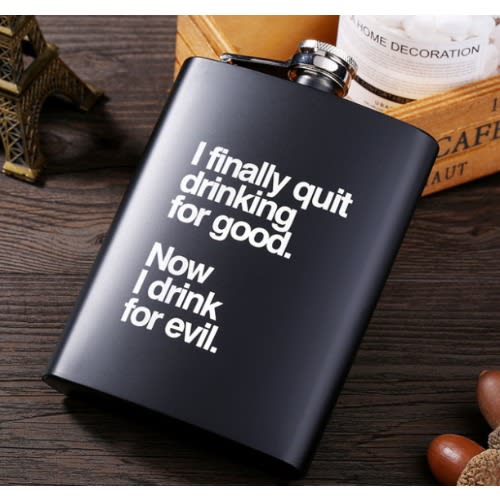 8oz Stainless Steel Whiskey Wine Hip Flask - I Finally Quit