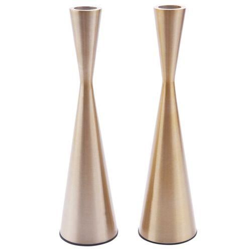 Conical Candlestick, Metal, Hourglass Shape,