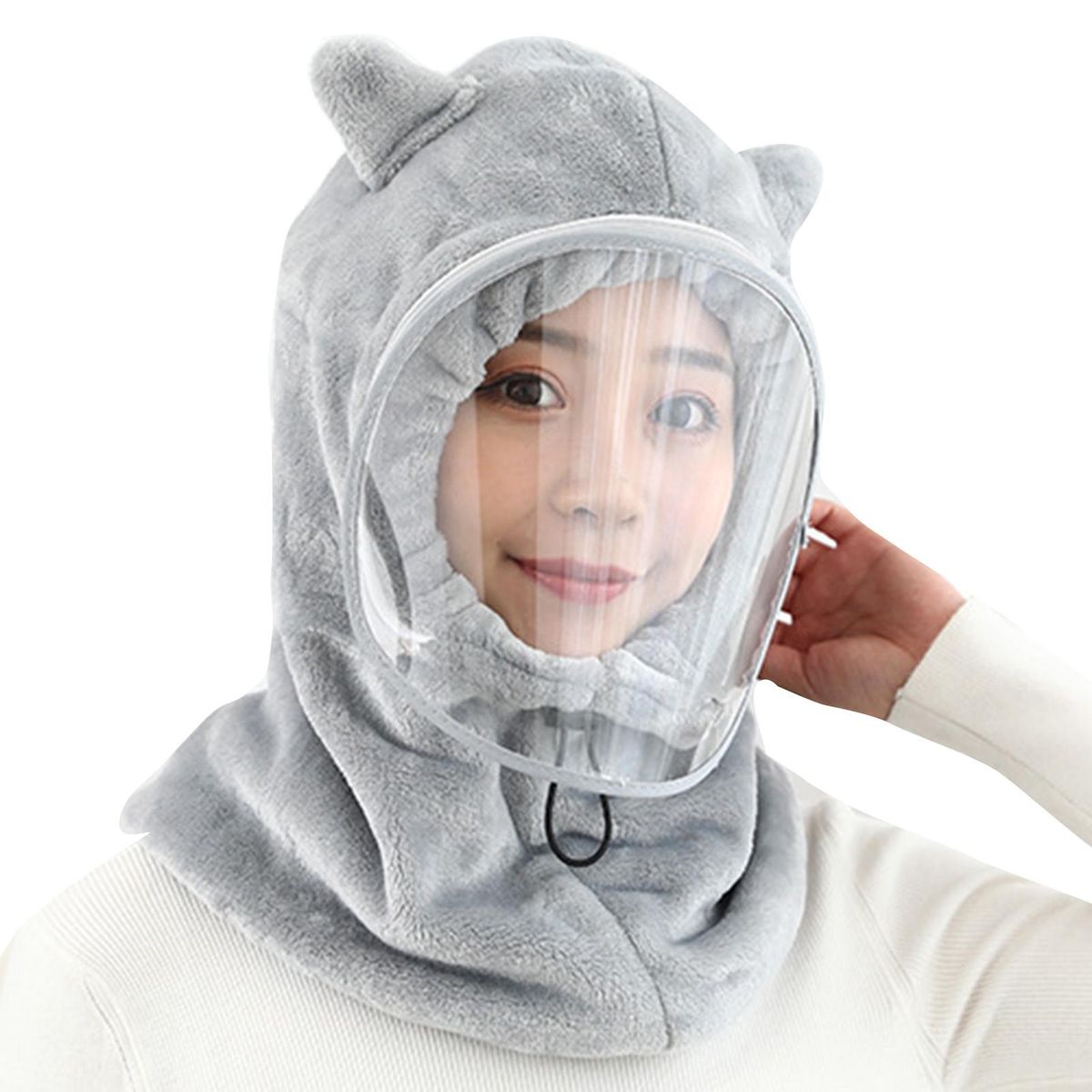 Trend Winter Women Cycling Hat With Transparent Face Cover Ear NeProtection Windproof Ski Cap Flannel Thicken Hat