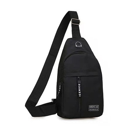 Unisex Messenger Crossbody Chest Bag - Black