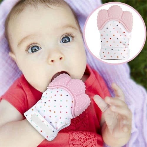 Baby Silicon Teether Pacifier Glove - Pink