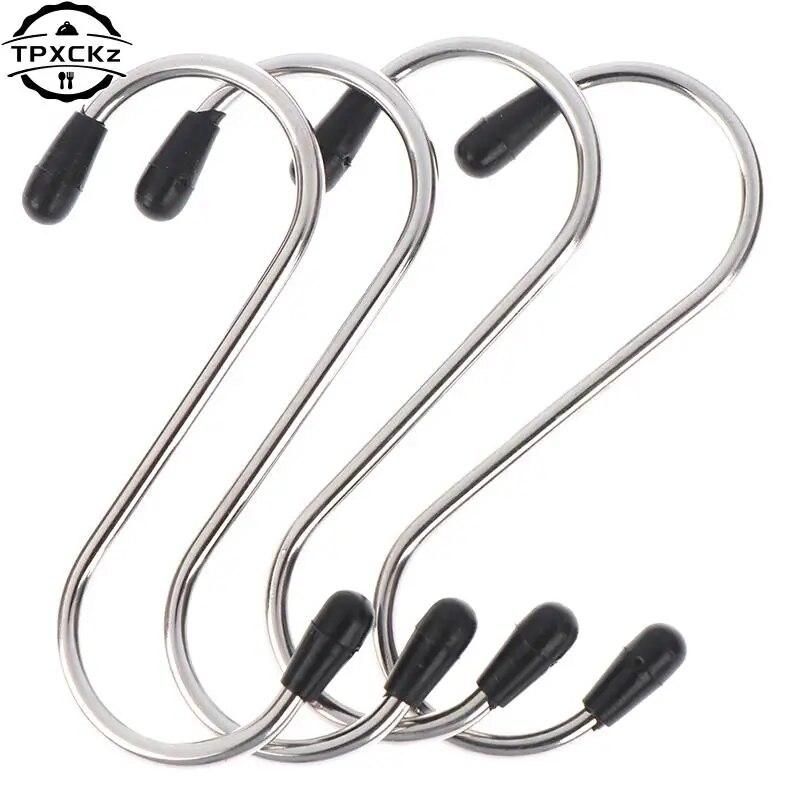 4pcs/lot Household Home Essential Useful S Shaped Hooks Kitchen Stainless Steel Hanging Hanger Storage Holders Organizer