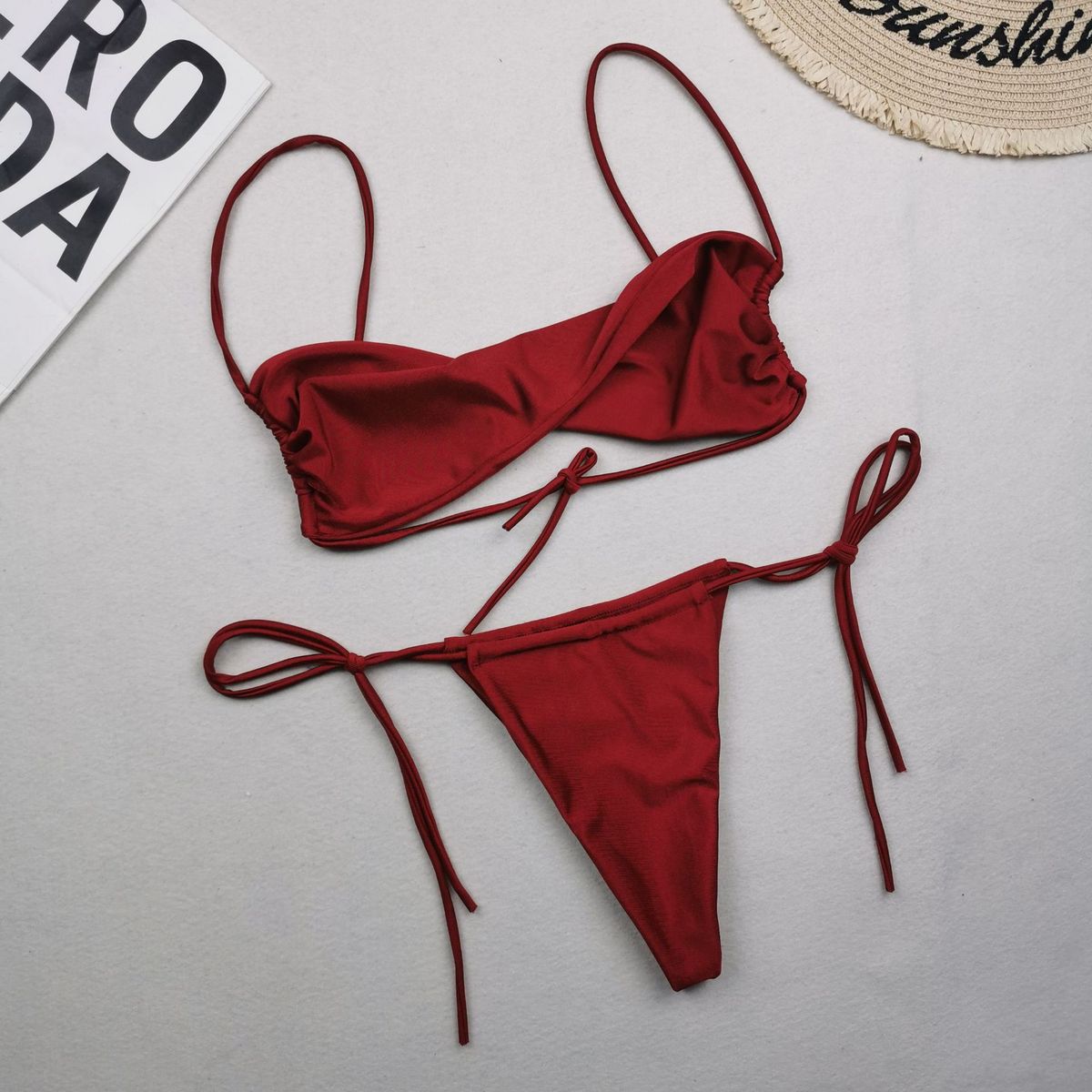 Beach Outfits For Women Woman Swimsuit Print Women's Swimsuits Girls Bra Panty Set Swimwear Swim String Ladies Sexy Sets Red