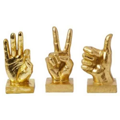 Set Of 3 Hand Sign Sculptures - Bronze