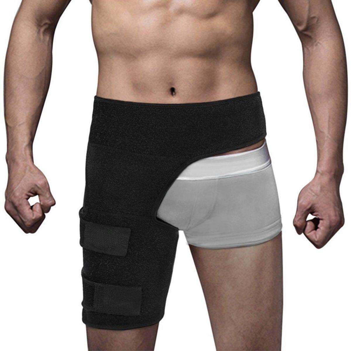 Thigh Compression Brace Wrap Black Sprains Therapy Groin Leg Pain Hip