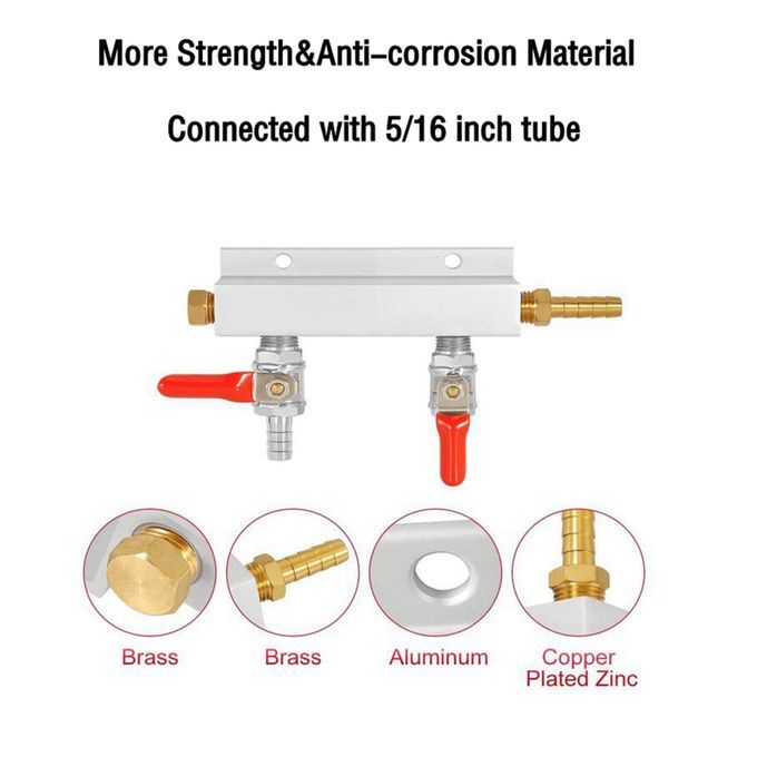 2/3/4 Way Homebrew Co2 Air Gas Manifold Distribution Splitter 5/16"