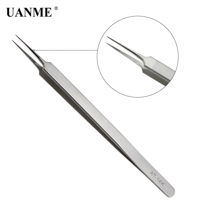 Precision Tweezers Stainless Steel Curved Tweezers 3D/6D Volume Eyelash Extension Best Quality Fan Lash Tweezer-Straight AT-14K