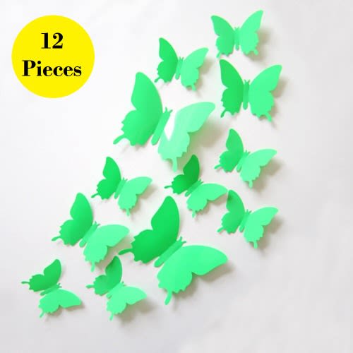 12 Pieces Wall Sticker Magnet Butterflies Wall Decor Seagreen
