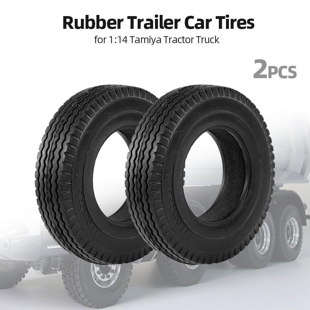 2pcs Trailer Car Rubber Tires For 1:14 Tamiya Tractor Truck