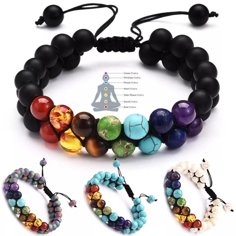 Chakra Bracelet Healing Crystals Yoga Stone Beads Bracelets Meditation Relax Anxiety Bangle for Womens Mens