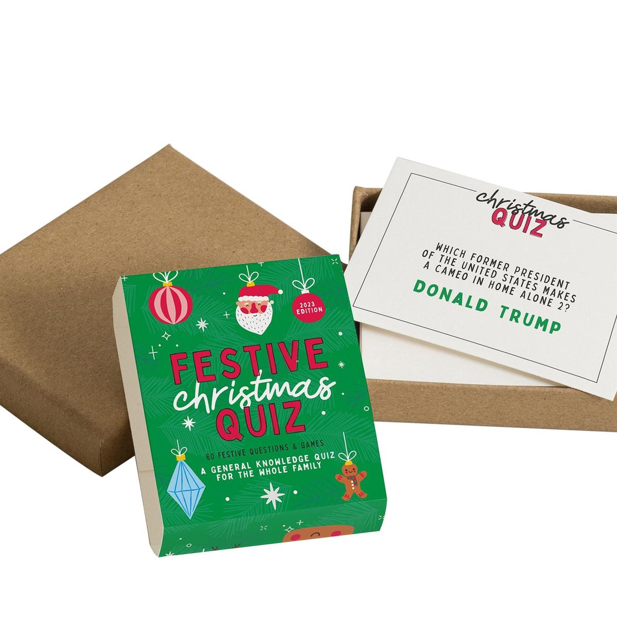 Whole Family Quiz Card Christmas Trivia Fun Family Quiz Game Festive Green