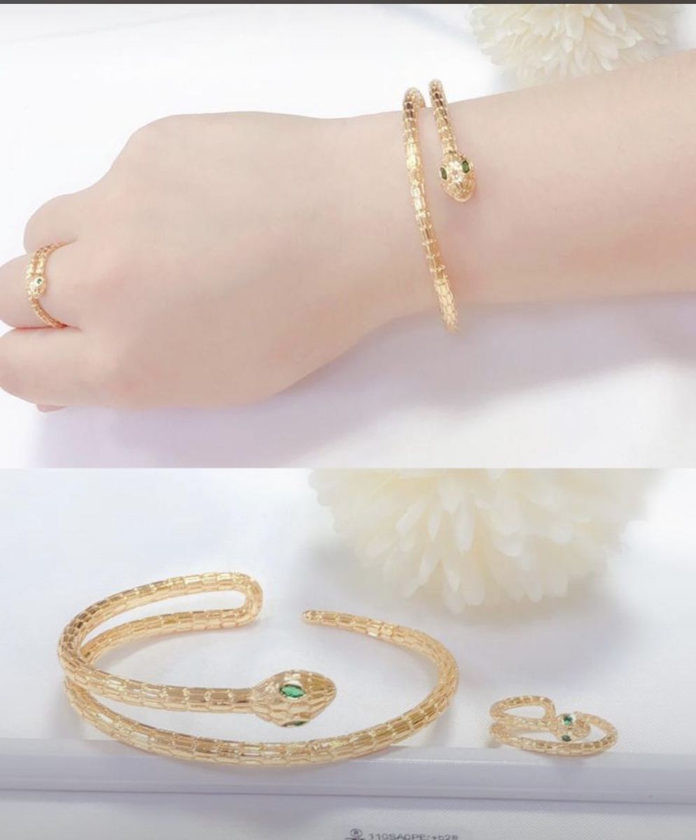 Curved Snake Bracelet And Ring