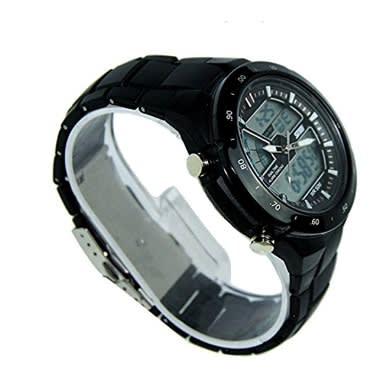 Men's Plastic Strap Watch- Black