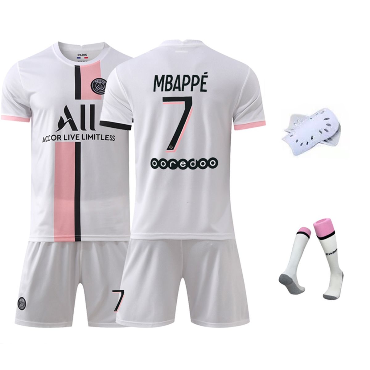 Mbappe Jersey, PSG Football Jersey And Shorts,White